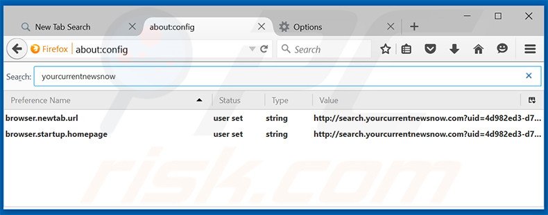 Remover a página inicial search.yourcurrentnewsnow.com e motor de busca padrão do Mozilla Firefox