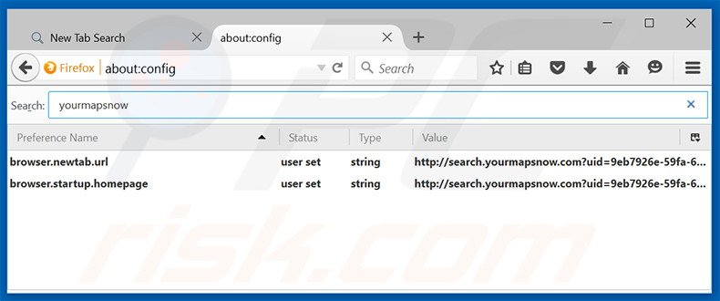 Removendo search.yourmapsnow.com da página inicial e motor de pesquisa padrão do Mozilla Firefox.