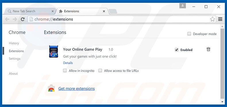 Removendo as extensões relacionadas a search.youronlinegameplay.com do Google Chrome