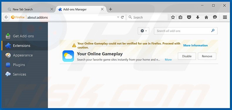 Removendo as extensões relacionadas a search.youronlinegameplay.com do Mozilla Firefox