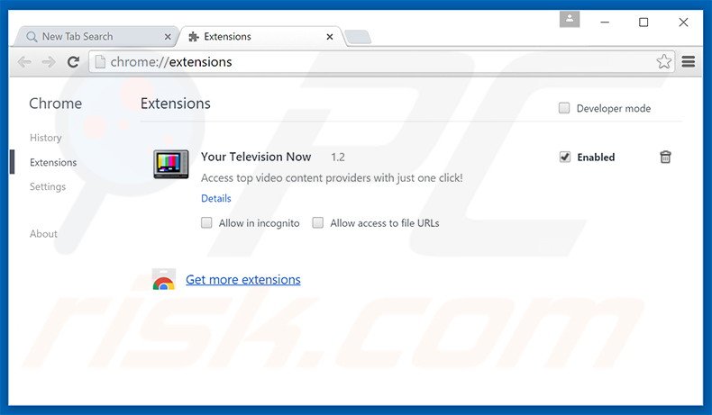 Removendo as extensões relacionadas a search.yourtelevisionnow.com do Google Chrome