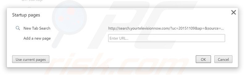 Remova a página inicial search.yourtelevisionnow.com do Google Chrome
