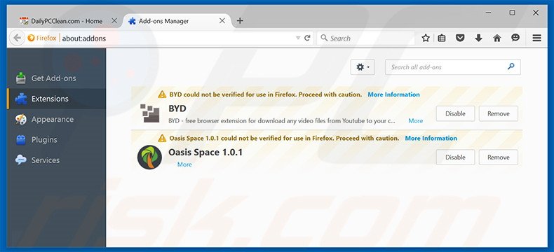 Removendo os anúncios AnonymizerGadget do Mozilla Firefox passo 2