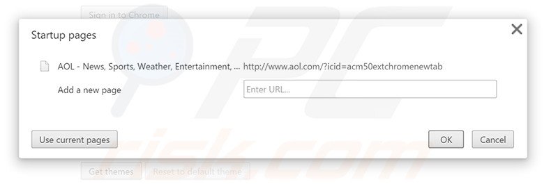 Remover a página inicial search.aol.com do Google Chrome