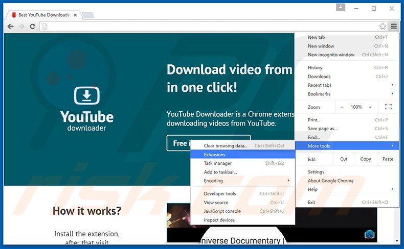 Removendo os anúncios Best YouTube Downloader do Google Chrome passo 1