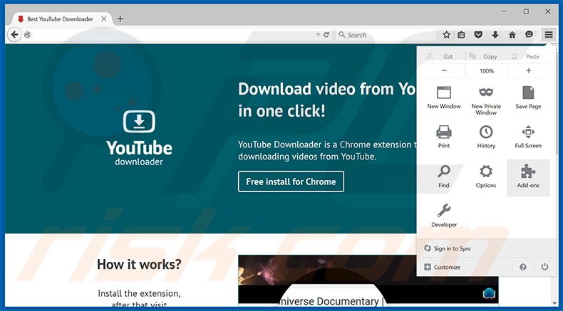 Removendo os anúncios Best YouTube Downloader do Mozilla Firefox passo 1