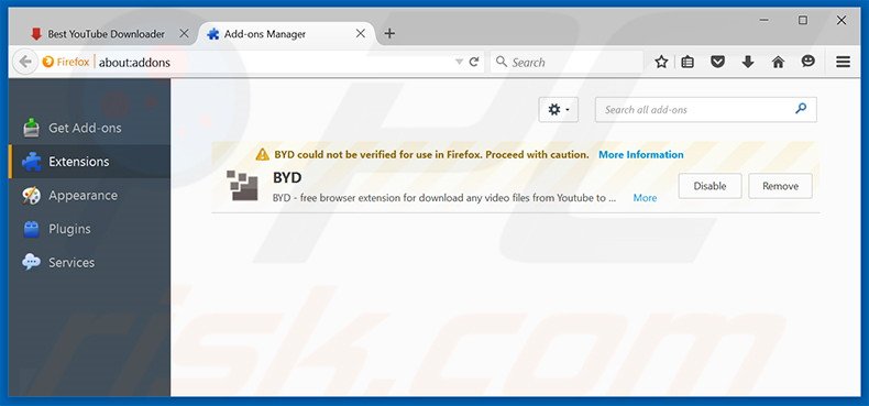 Removendo os anúncios Best YouTube Downloader do Mozilla Firefox passo 2