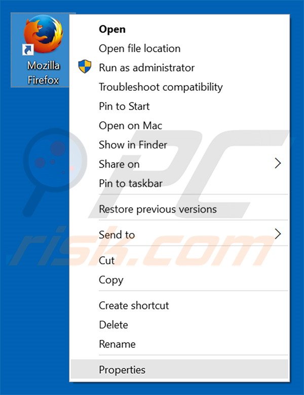 Remover o bing.vc do atalho do Mozilla Firefox passo 1