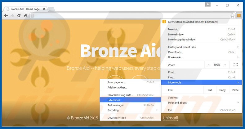 Removendo os anúncios Bronze Aid do Google Chrome passo 1