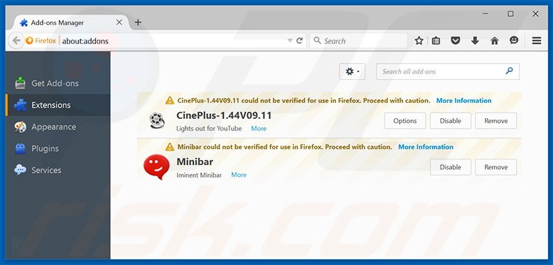 Removendo os anúncios Bronze Aid do Mozilla Firefox passo 2