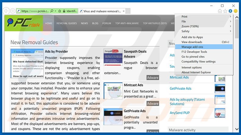 Removendo os anúncios Chromium do Internet Explorer passo 1