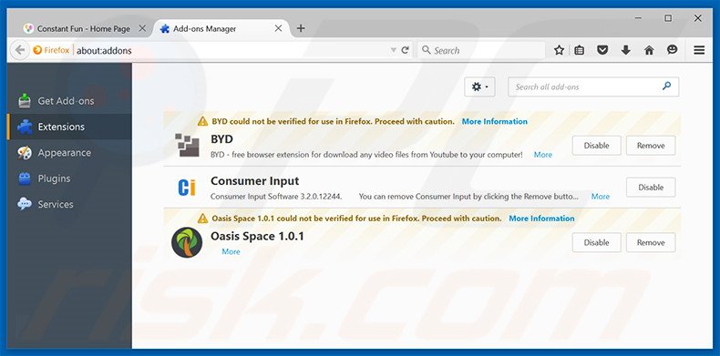 Removendo os anúncios Constant Fun do Mozilla Firefox passo 2