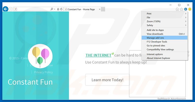 Removendo os anúncios Constant Fu do Internet Explorer passo 1