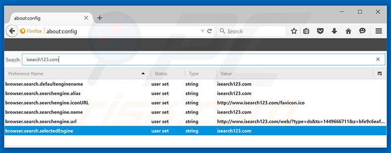 Remover a página inicial isearch123.com e motor de busca padrão do Mozilla Firefox