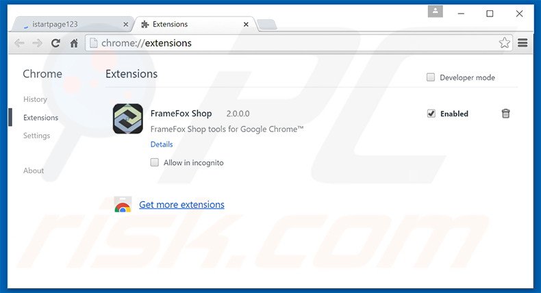 Removendo as extensões relacionadas a istartpage123.com do Google Chrome
