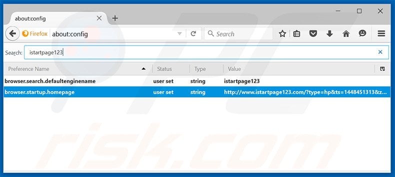 Removendo a página inicial istartpage123.com e motor de busca padrão do Mozilla Firefox