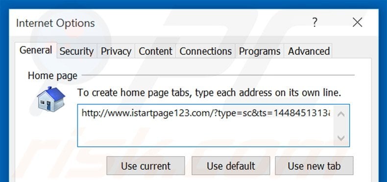 Removendo a página inicial istartpage123.com do Internet Explorer