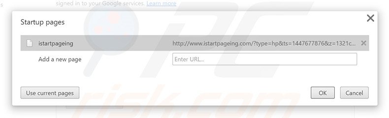 Remova a página inicial istartpageing.com do Google Chrome