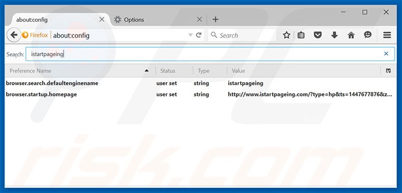 Removendo a página inicial istartpageing.com e motor de busca padrão do Mozilla Firefox