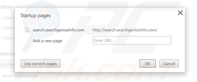 Remova a página inicial search.searchgeniusinfo.com do Google Chrome