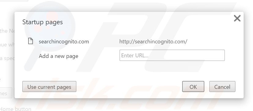 Removendo a página inicial searchincognito.com do Google Chrome