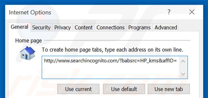Removendo a página inicial searchincognito.com do Internet Explorer