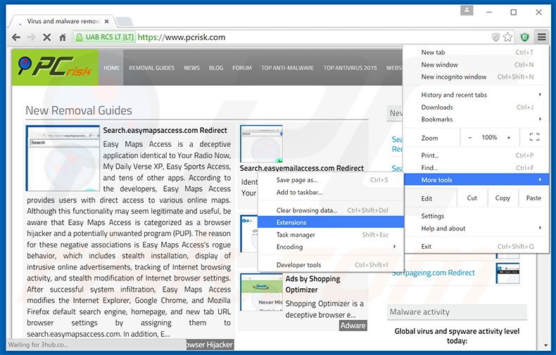 Removendo os anúncios Serpens do Google Chrome passo 1