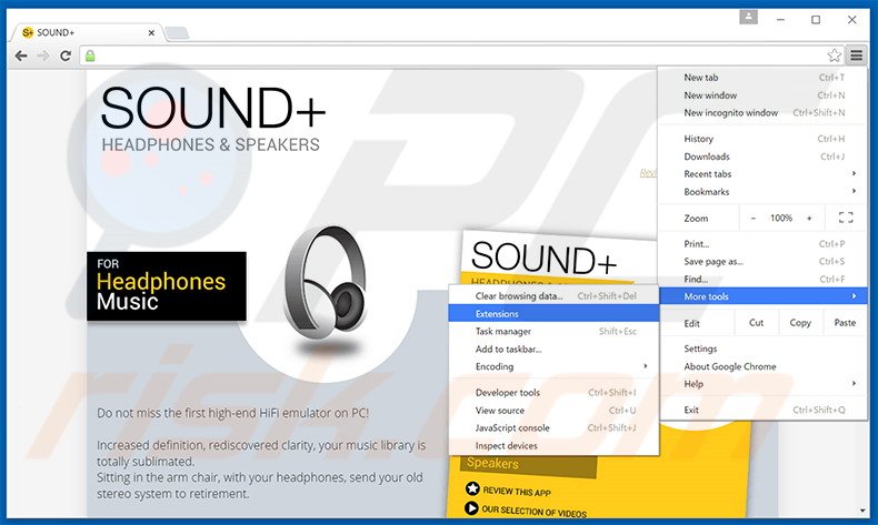 Removendo os anúncios Sound+ do Google Chrome passo 1