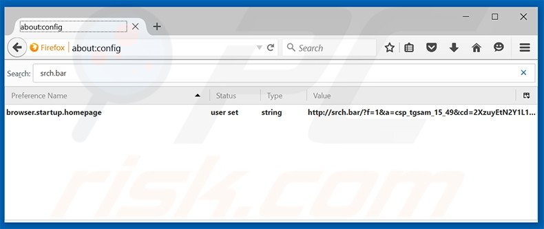 Remover a página inicial srch.bar e motor de busca padrão do Mozilla Firefox