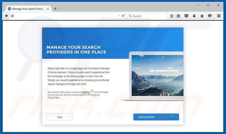 Website usado para promover o sequestrador de navegador srch.bar