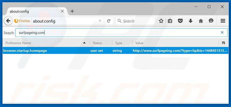 Removendo surfpageing.com da página inicial e motor de busca padrão do Mozilla Firefox