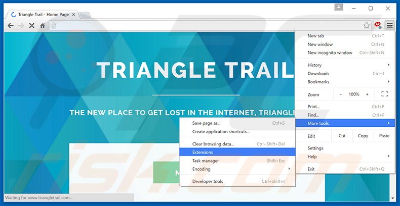 Removendo os anúncios Triangle Trail do Google Chrome passo 1