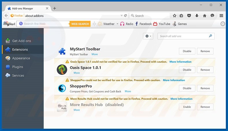 Removendo as extensões relacionadas a addg.xyz do Mozilla Firefox