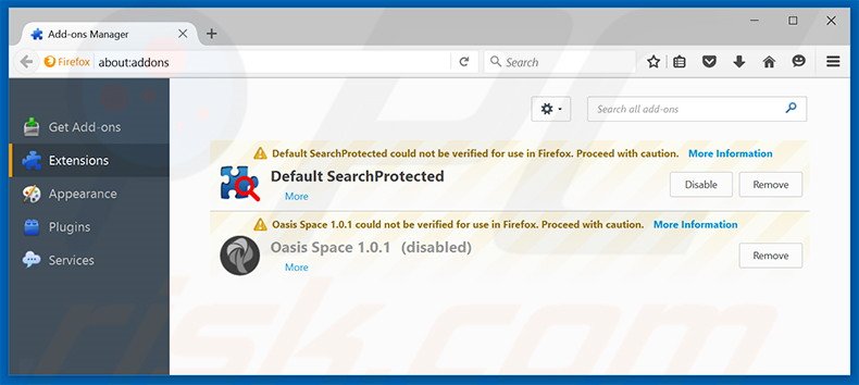 Removendo as extensões relacionadas a didisearch.com do Mozilla Firefox