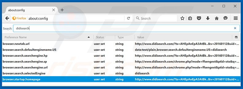 Removendo didisearch.com da página inicial e do motor de busca padrão do Mozilla Firefox