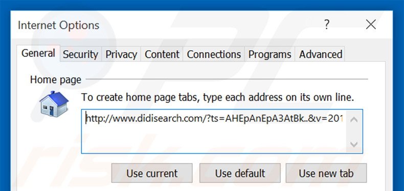 Removendo didisearch.com da página inicial  do Internet Explorer