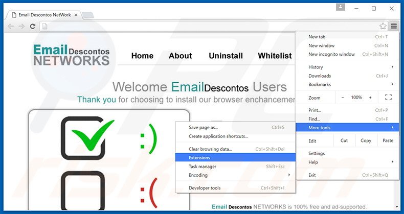 Removendo os anúncios Email Descontos do Google Chrome passo 1