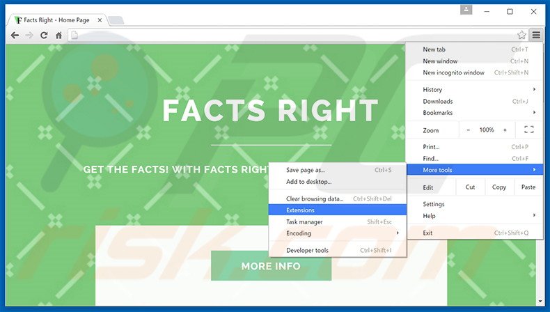Removendo os anúncios Facts Right do Google Chrome passo 1