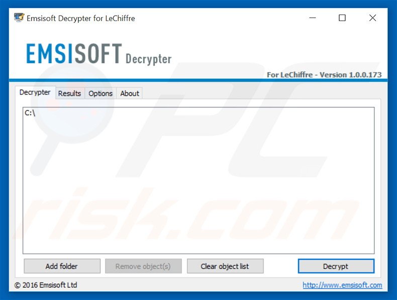 Desencriptador Emsisoft usado por LeChiffre