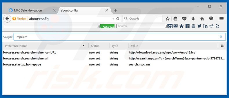 Removendo a página inicial search.mpc.com e motor de busca padrão do Mozilla Firefox