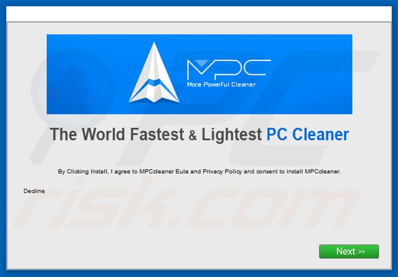 Instalador do software a agregar MPC Cleaner