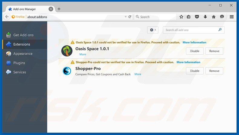 Removendo as extensões relacionadas a mybeesearch.com do Mozilla Firefox