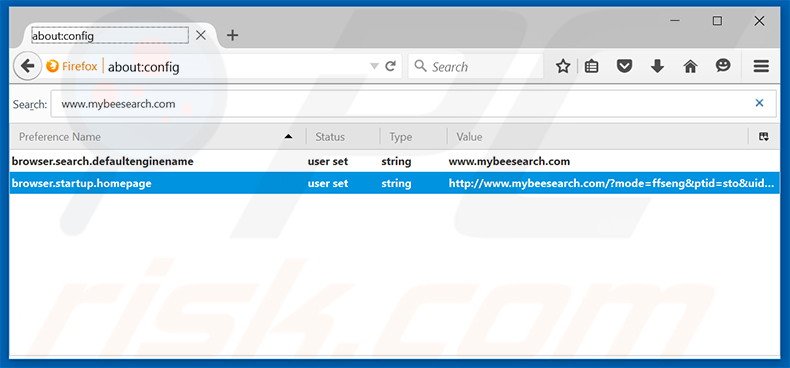 Removendo a página inicial mybeesearch.com e motor de busca padrão do Mozilla Firefox