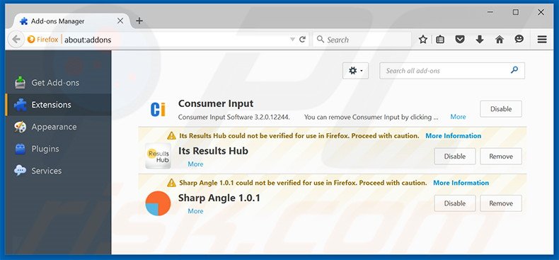 Removendo as extensões relacionadas a newsearch123.com do Mozilla Firefox