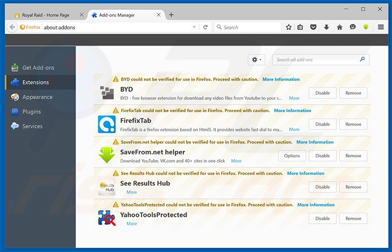 Removendo os anúncios One System Care do Mozilla Firefox passo 2