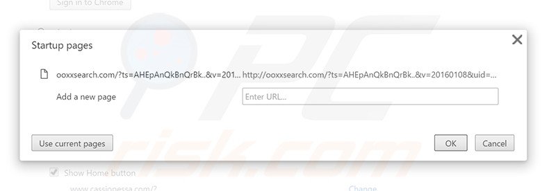 Removendo ooxxsearch.com da página inicial do Google Chrome