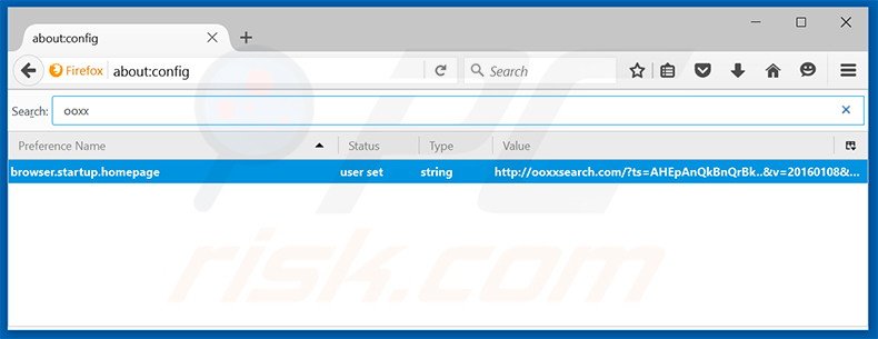 Removendo a página inicial ooxxsearch.com e motor de busca padrão do Mozilla Firefox