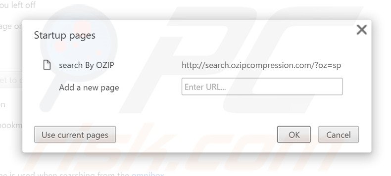 Removendo a página inicial search.ozipcompression.com do Google Chrome