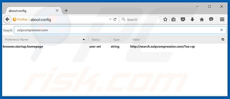 Removendo a página inicial search.ozipcompression.com e motor de busca padrão do Mozilla Firefox