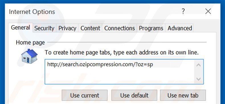 Removendo a página inicial search.ozipcompression.com do Internet Explorer